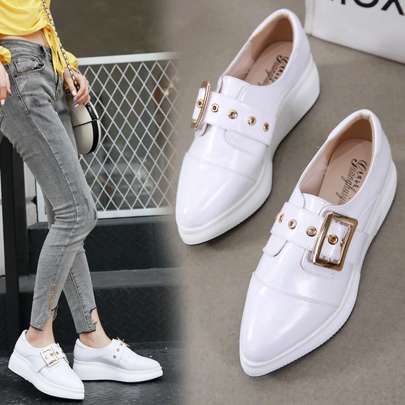 Shoes Woman Buckle Platform Wedges Pump Shallow Pointed Toe Loafers Fashion Heels Slip on Sneakers Black White Zapatos Mujer
Shoes Woman Buckle Platform Wedges Pump Shallow Pointed Toe Loafers Fashion Heels Slip on Sneakers Black White Zapatos Mujer