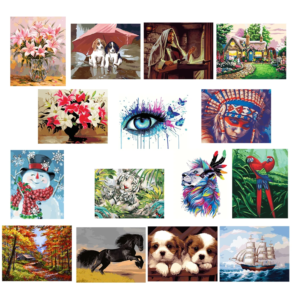 DIY Oil Painting Paint by Number Kit On Canvas Wall Art Poster Picture New Year Decor Gift 16x20'' Frameless DIY Oil Painting Paint by Number Kit On Canvas Wall Art Poster Picture New Year Decor Gift 16x20'' Frameless