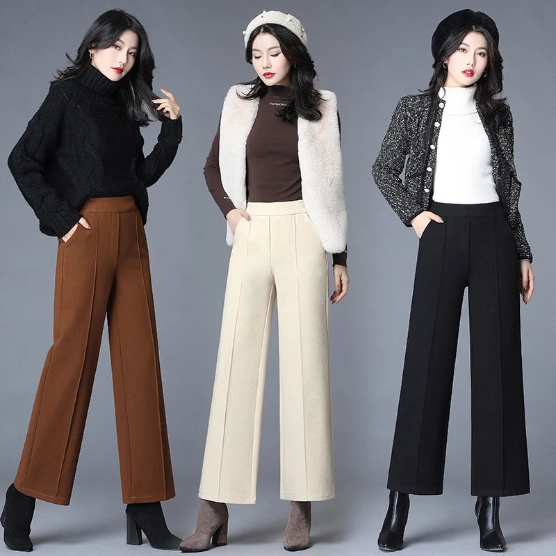 Женские офисные брюки с широкими штанинами элегантные деловые палаццо высокой