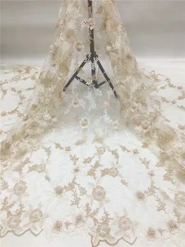 High class with beads design French lace fabric flower emboridery African net lace material PAN132(5yards/lot)
High class with beads design French lace fabric flower emboridery African net lace material PAN132(5yards/lot)