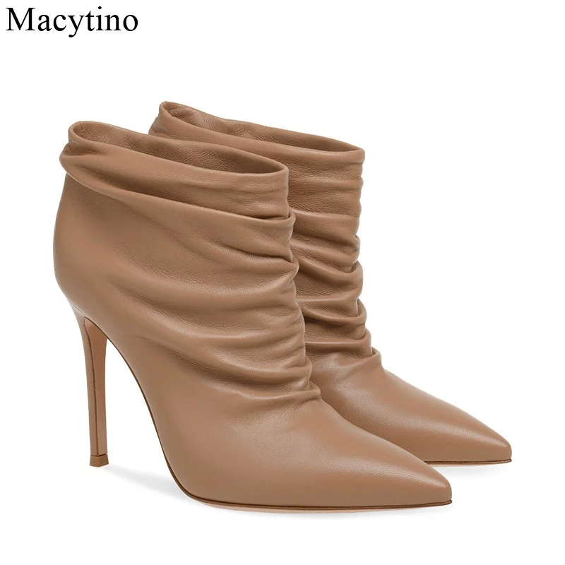 2019 Luxury Sock Boots Women Pointed Toe Dress Pleated Ankle Boots for Women Stiletto High Heels Shoes Woman Street Nude Heels
2019 Luxury Sock Boots Women Pointed Toe Dress Pleated Ankle Boots for Women Stiletto High Heels Shoes Woman Street Nude Heels
