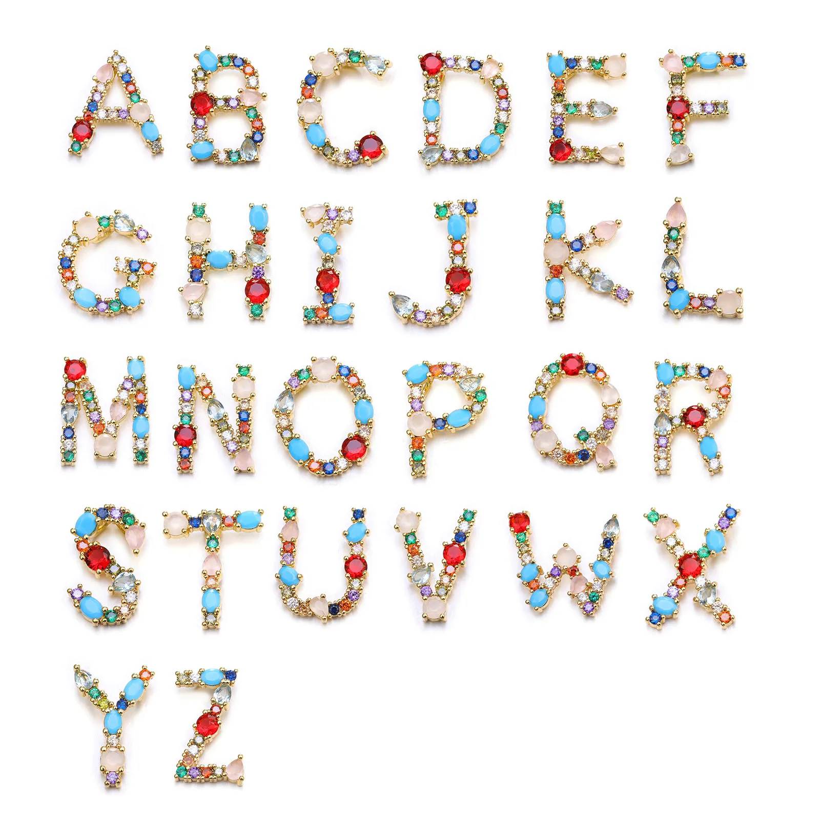 Gold-plated Micro-inlaid Multicolor Zirconia Letter A-Z Alphabet Pendant For Necklace DIY CZ Jewelry Making Accessories Supplies
Gold-plated Micro-inlaid Multicolor Zirconia Letter A-Z Alphabet Pendant For Necklace DIY CZ Jewelry Making Accessories Supplies