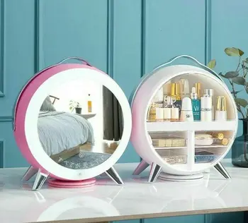 Nordic cosmetics storage box home desktop drawer type LED mirror makeup storage box
Nordic cosmetics storage box home desktop drawer type LED mirror makeup storage box