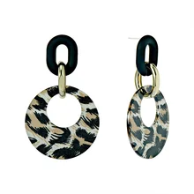 

Exaggerated Zebra Pattern Chain Shape 925 Silver Needle Ins Leopard Print Hollow Ear Drops Circle Earrings for Women