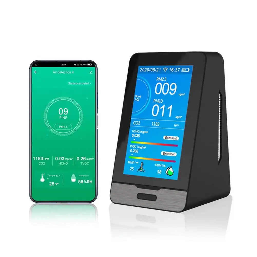 DM72B-WiFi Air Quality Monitor CO2 Tester PM2.5 HCHO TVOC THI Color LCD Screen 3000mAh Rechargeable Battery Real-time Detector
DM72B-WiFi Air Quality Monitor CO2 Tester PM2.5 HCHO TVOC THI Color LCD Screen 3000mAh Rechargeable Battery Real-time Detector