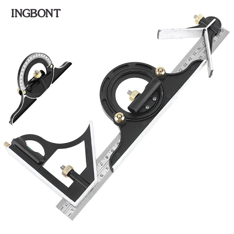 

INGBONT 180 Degree 30CM Adjustable Protractor Measuring Ruler Angle Finder Machinist Craft Multifunction Stainless Steel Tool