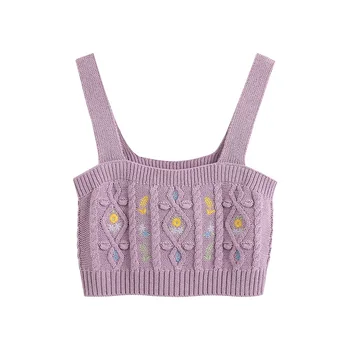 2020 Summer Women's New Straight Collar Strap Contrast Embroidery Flower Decoration Knit Short Top
2020 Summer Women's New Straight Collar Strap Contrast Embroidery Flower Decoration Knit Short Top