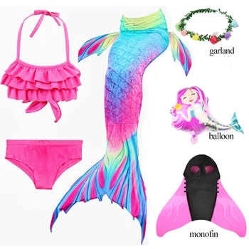 

Mermaid Costumes Kids Girls Bikini Swimwear Mermaid Tails With Fins Monofin Flipper Cosplay Bikini Wear Swimsuits C78790CH