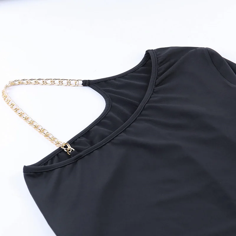 WannaThis One-Sleeve Bodysuit Women Sexy Slim Elastic Off Shoulder Summer New Ladies Rompers Irregular Neck Solid Black Clubwear