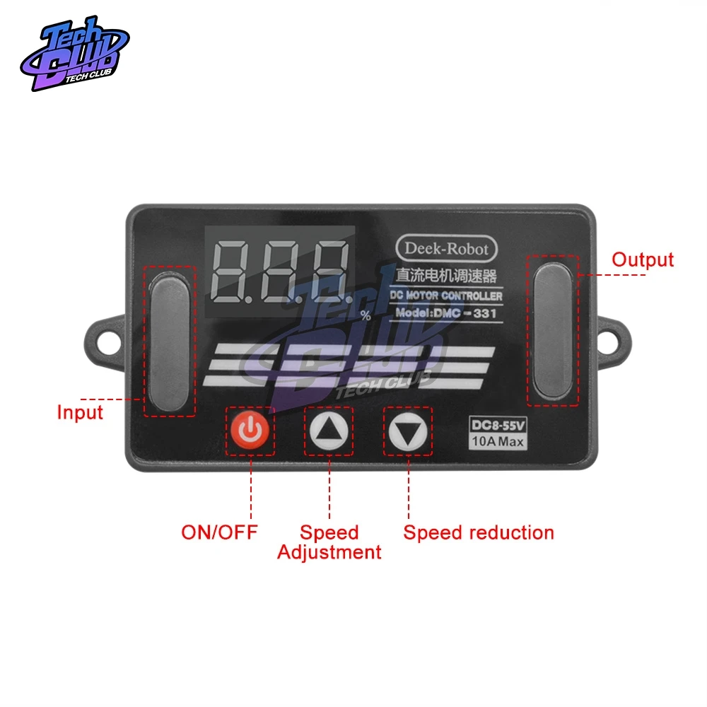 DMC-331 DC PWM Motor Speed Regulator Controller DC 8V-55V 10A Mini LED Digital Switch 12V 24V 36V 48V
DMC-331 DC PWM Motor Speed Regulator Controller DC 8V-55V 10A Mini LED Digital Switch 12V 24V 36V 48V
