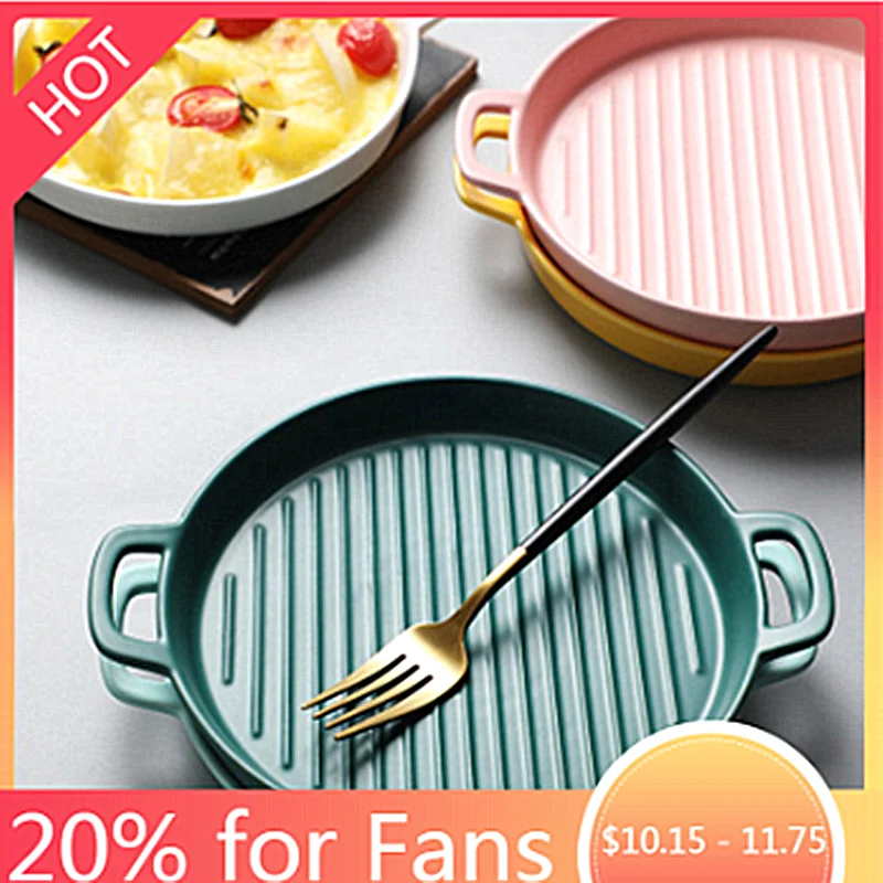 Binaural Baking Dish Pizza Dish Round Dish Plate Dish Creative Oven Ceramic Western Kitchen Tableware Microwave Oven Flat Plate
Binaural Baking Dish Pizza Dish Round Dish Plate Dish Creative Oven Ceramic Western Kitchen Tableware Microwave Oven Flat Plate