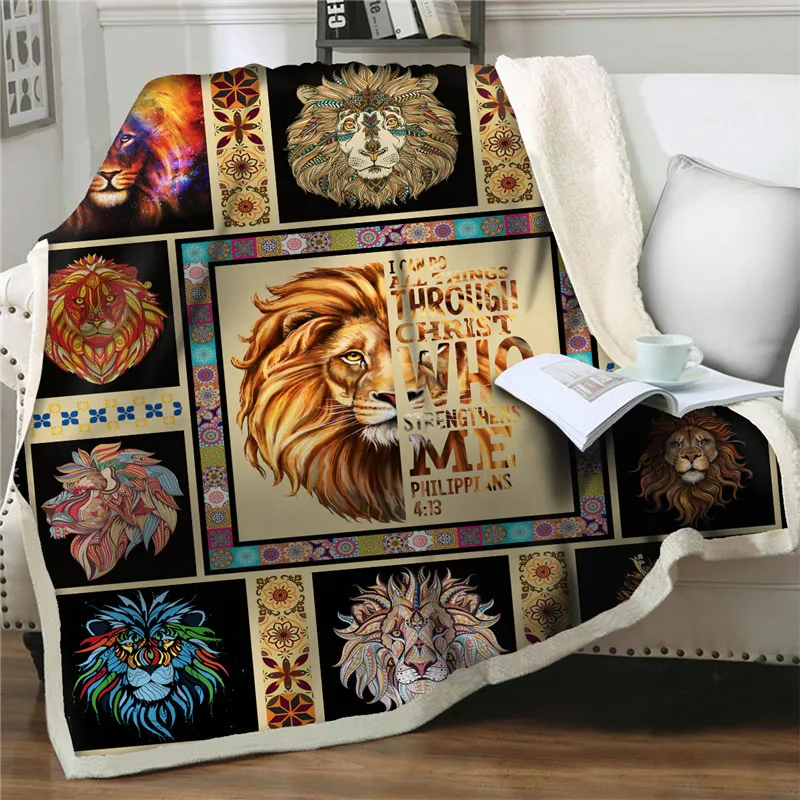 

Creative Lion Print Blankets For Beds Thick Colorful Bedspreads Sofa Quilt Cover Throw Blanket Soft Warm Winter Weighted Blanket