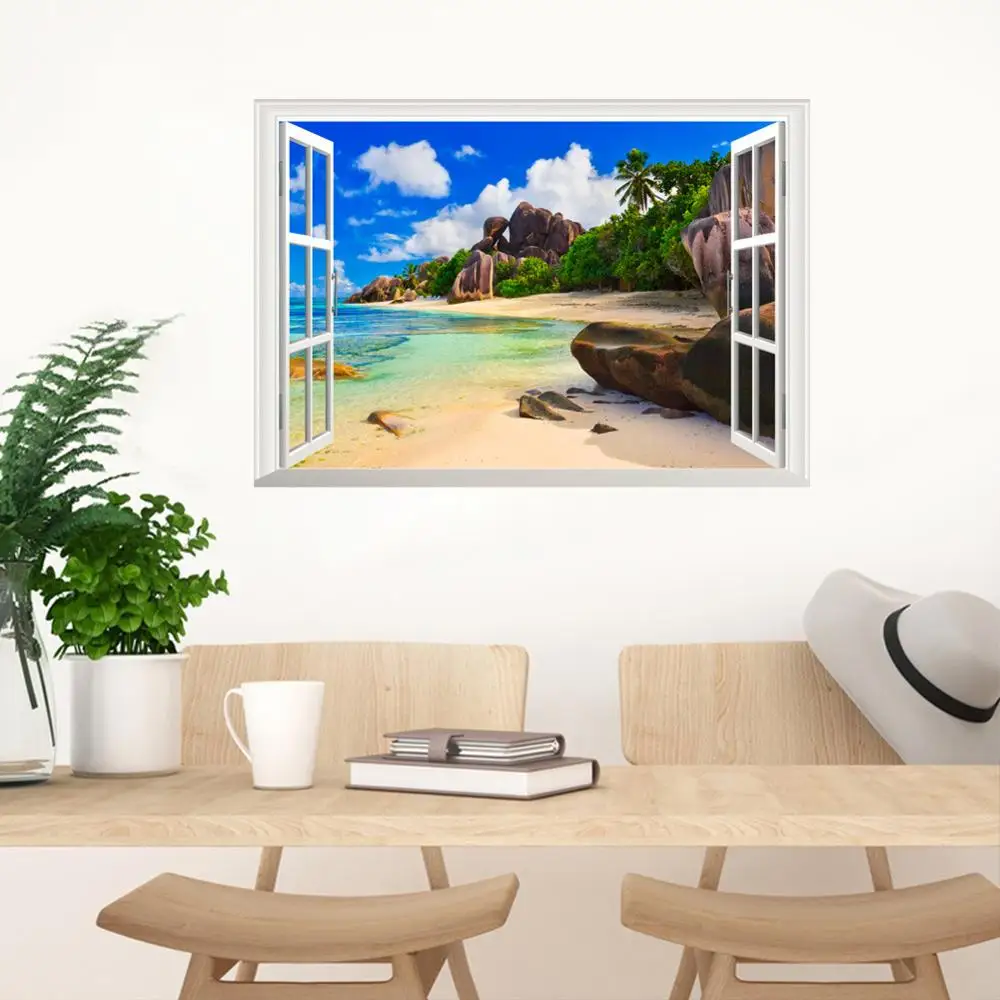 Sea Beach Island 3d Window Wall Stickers For Bedroom Home Decoration Diy Scenery Wall Mural Art Landscape Pvc Decals
Sea Beach Island 3d Window Wall Stickers For Bedroom Home Decoration Diy Scenery Wall Mural Art Landscape Pvc Decals