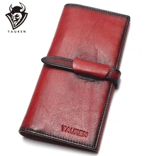 RFID blocage 100% cuir véritable vachette Vintage peinture à la main hommes Long portefeuille porte-monnaie Vintage concepteur mâle Carteira portefeuilles(China)