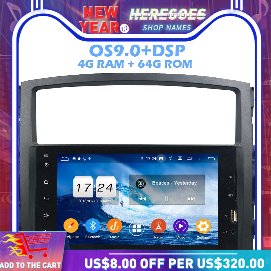 1280*720DSP IPS Android 9.0 4G 64G 8Core Car DVD Player GPS map Radio wifi Bluetooth 4.2 2 Din forMITSUBISHI PAJERO 2006 - 2012 |