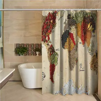 World Map Waterproof and Colorful Shower Curtain Map of World Different Spices Design with Food Symbols Bohemian Style Artwork
World Map Waterproof and Colorful Shower Curtain Map of World Different Spices Design with Food Symbols Bohemian Style Artwork
