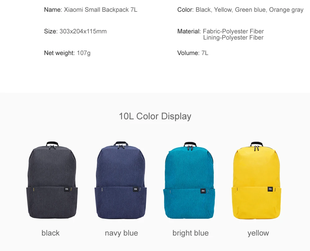 Xiaomi Brand Mi Original Small Backpack 7L/10L/15L/20L City Casual Travel Backpacks Sports Waterproof Bag Unisex Multicolor Xiaomi Brand Mi Original Small Backpack 7L/10L/15L/20L City Casual Travel Backpacks Sports Waterproof Bag Unisex Multicolor