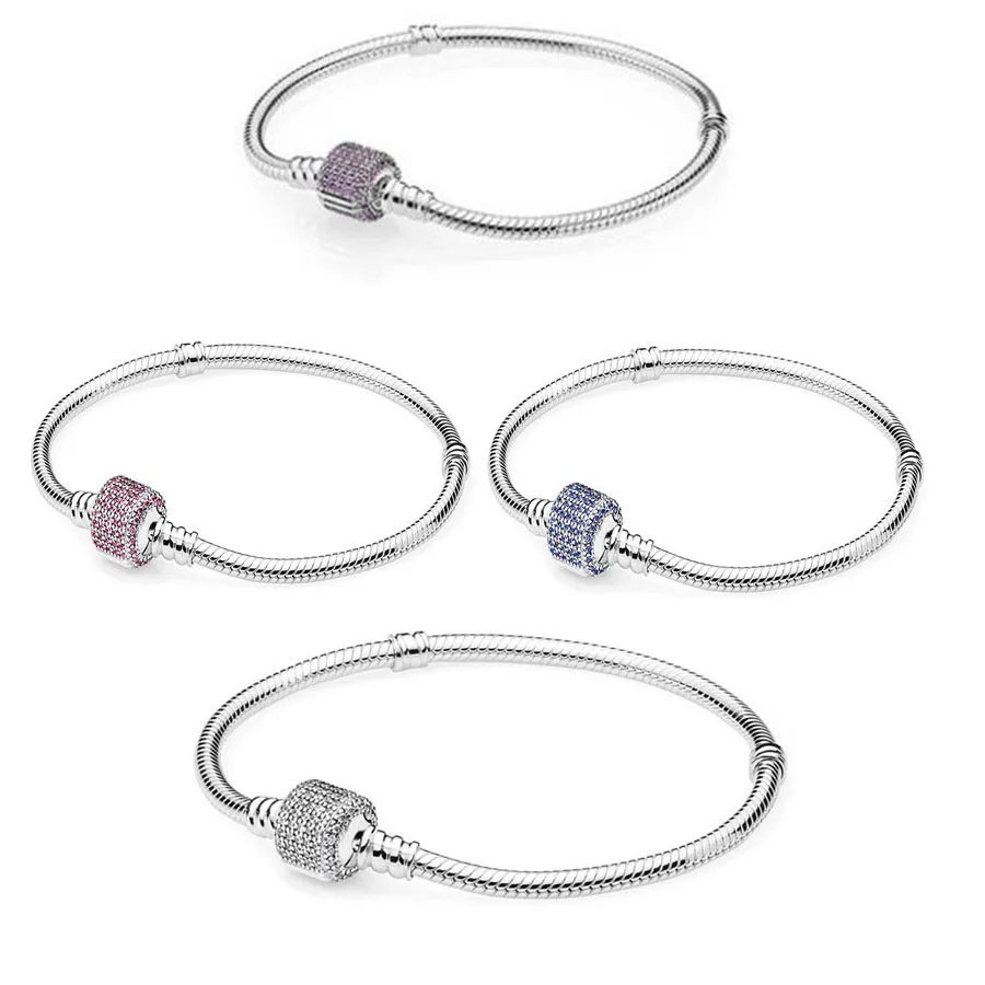 4 Designs Pave Stone Crystal Barrel Clasp Snake Chain Charms Bracelets for Women Original 925 Sterling Silver Bracelets Jewelry
4 Designs Pave Stone Crystal Barrel Clasp Snake Chain Charms Bracelets for Women Original 925 Sterling Silver Bracelets Jewelry