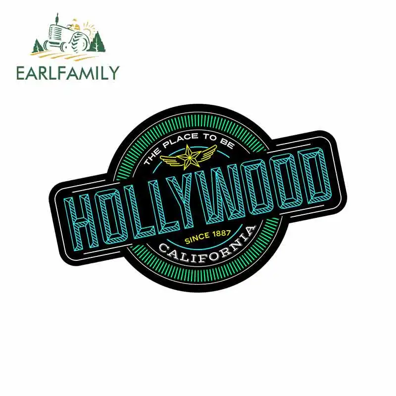 

EARLFAMILY 13cm x 8.3cm for Hollywood Logo Funny Car Stickers Bumper RV VAN Fine Decal JDM Vinyl Car Accessories Cartoon
