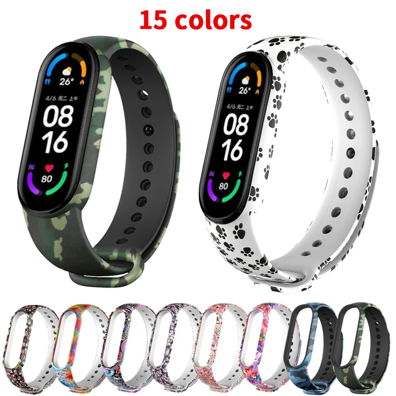 

Painted Pattern Strap For Mi Band 4 5 6 3 For Xiaomi Band 6 5 4 3 Silicone Bracelet Replacement Soft Wristband Sport Watch Strap