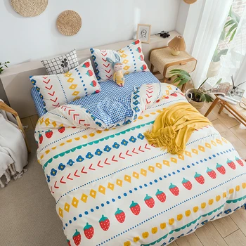 Flower and Strawberry Print Bedding Set Cartoon Duvet Cover Set Bedclothes Geometry Flat Sheet Pillowcase for Kids Adults
Flower and Strawberry Print Bedding Set Cartoon Duvet Cover Set Bedclothes Geometry Flat Sheet Pillowcase for Kids Adults