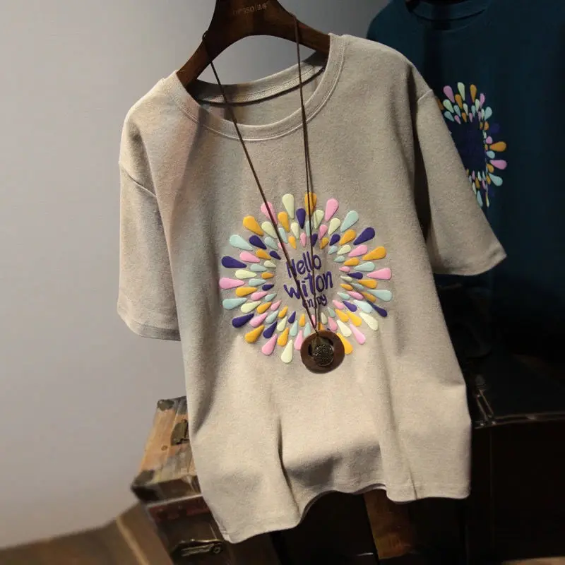 Cotton Short-sleeved T-shirt Women's 2021 Spring and Summer New Korean Style Loose Simple Wild Printing Bottoming Shirt Top
Cotton Short-sleeved T-shirt Women's 2021 Spring and Summer New Korean Style Loose Simple Wild Printing Bottoming Shirt Top