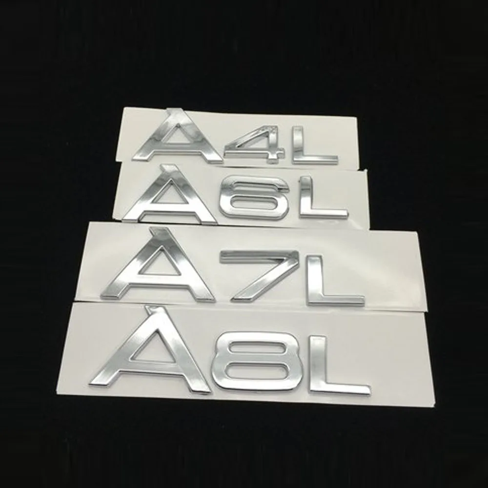 Фото Хромированные буквы наклейка на заднюю дверь автомобиля для Audi A6 C6 A3 A6L A8L Q5 Q7