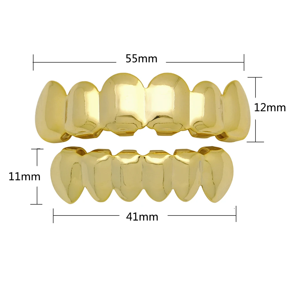 Набор золотых зубных коронок в стиле хип хоп верхние и нижние Зубные коронки панк