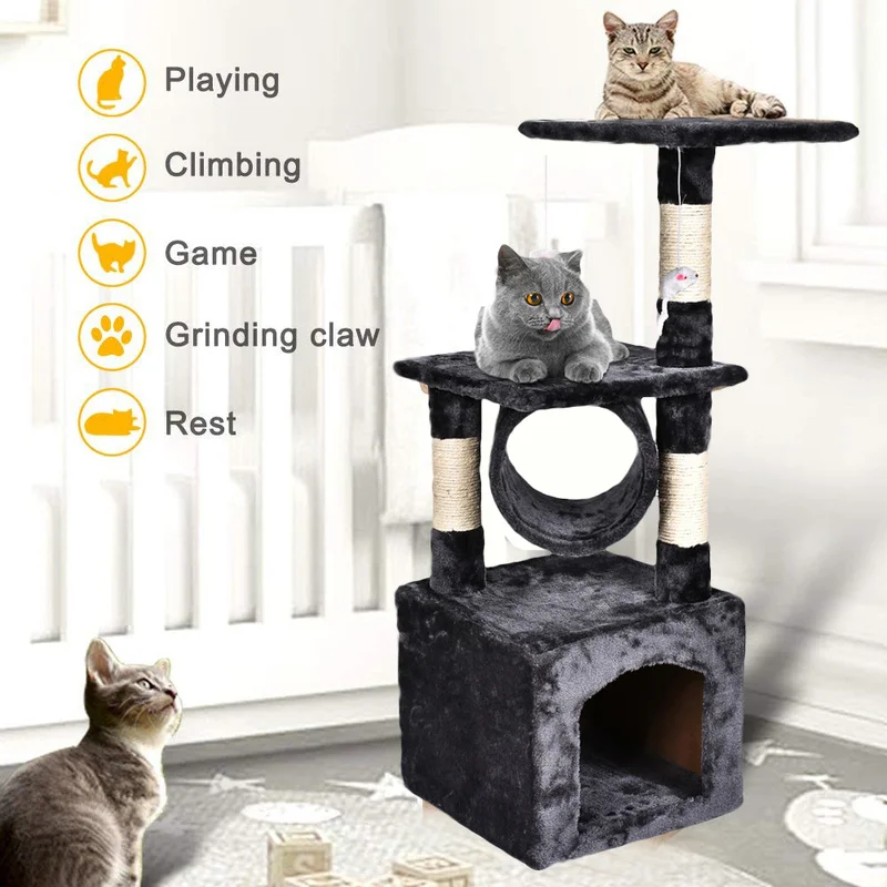 36" Deluxe Cat Tree Level Condo Furniture Scratcher Activity Tree with Scratching Posts for Kittens
36" Deluxe Cat Tree Level Condo Furniture Scratcher Activity Tree with Scratching Posts for Kittens