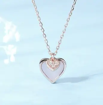 S925 Sterling Silver Chomel Necklace Girl Fritillary Double Heart Shaped Diamond Love Clavicle Chain Custom Necklace 
S925 Sterling Silver Chomel Necklace Girl Fritillary Double Heart Shaped Diamond Love Clavicle Chain Custom Necklace
