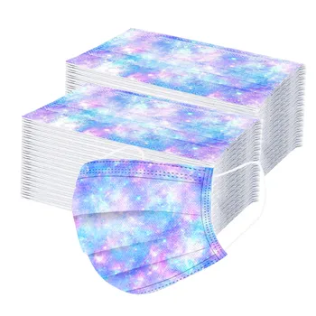100pc Adult Tie-dye Facemask Gradient Printed Masks Three-layer Dust-proof Disposable Mask Non-woven Breathable Mondkapjes