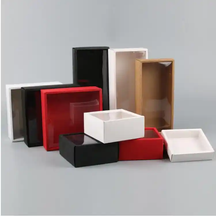 cardboard paper gift package display box with clear pvc window