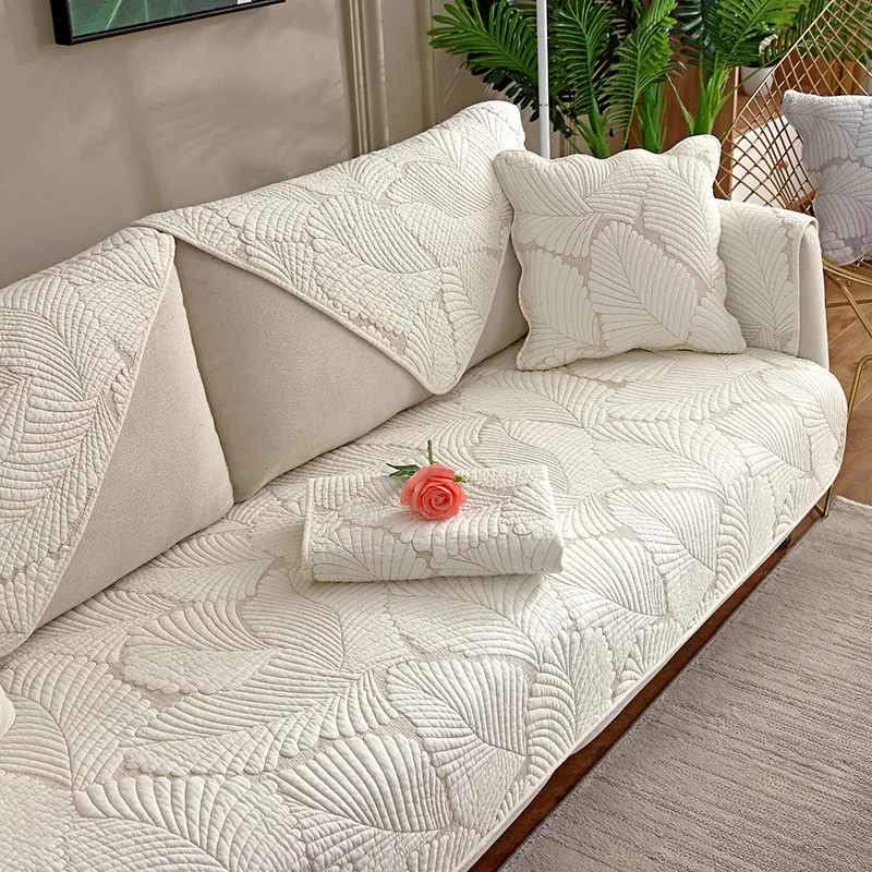 

White Print Sofa Covers Double-sided Cotton Sofa Cushion Four Seasons Sofa Towel Living Room Corner Couch Cover Armrest Towel