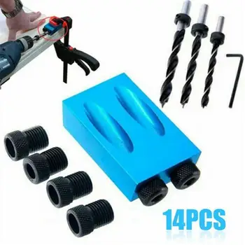 Inclined Hole Locator 14pcs Power Tools Kit Cross Screw Driver Drill Bit Portable 15° Tool Set Pockethole Jig Step Drilling Bit
Inclined Hole Locator 14pcs Power Tools Kit Cross Screw Driver Drill Bit Portable 15° Tool Set Pockethole Jig Step Drilling Bit