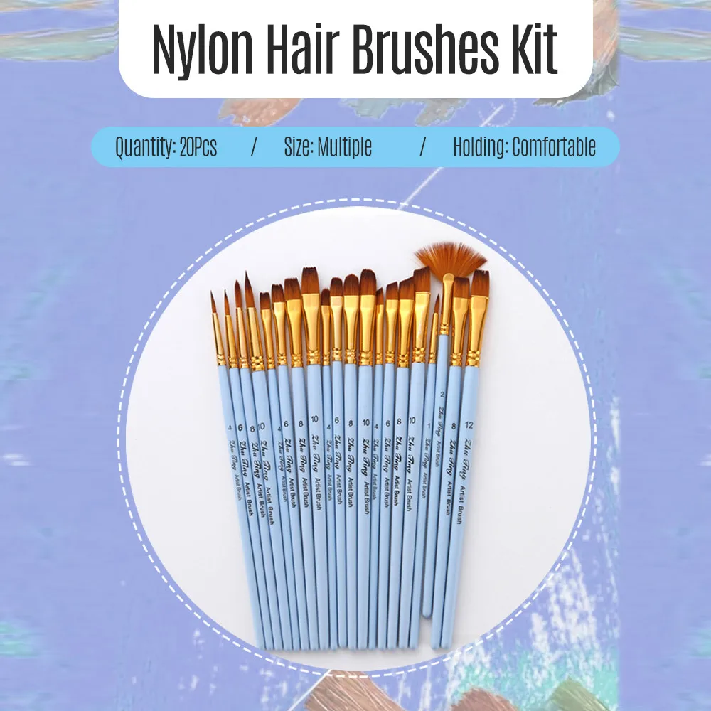 20pcs Draw Paint Brushes Set Kit Artist Paintbrush Multiple Mediums Brushes with Nylon Hair for Watercolor Oil Face Painting
20pcs Draw Paint Brushes Set Kit Artist Paintbrush Multiple Mediums Brushes with Nylon Hair for Watercolor Oil Face Painting