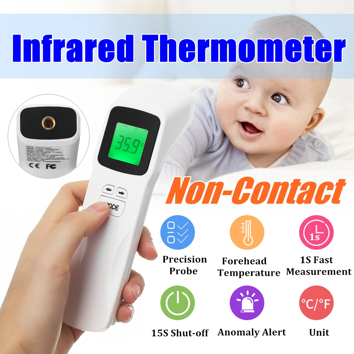 In Stock Forehead Thermometer Non-contact Infrared Thermometer Body Temperature Fever Digital Measurement Tool For Adult Baby
In Stock Forehead Thermometer Non-contact Infrared Thermometer Body Temperature Fever Digital Measurement Tool For Adult Baby