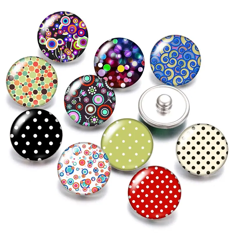 Dots Lines Pattern flowers 18mm snap buttons 10pcs mixed round photo glass cabochon style for snap button jewelry
Dots Lines Pattern flowers 18mm snap buttons 10pcs mixed round photo glass cabochon style for snap button jewelry