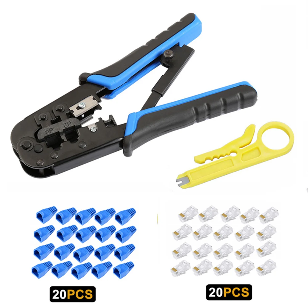 RJ45 Crimper Set Network Cable Crimping Pliers Tool Kit With 20PCS Network Cable Connector And Covers Wire Stripper Strip Tools
RJ45 Crimper Set Network Cable Crimping Pliers Tool Kit With 20PCS Network Cable Connector And Covers Wire Stripper Strip Tools