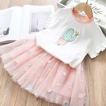 Children Clothing Sets Summer New Cartoon Short Sleeve Top + Princess Mesh Cake Dress 2PCS Suit
Children Clothing Sets Summer New Cartoon Short Sleeve Top + Princess Mesh Cake Dress 2PCS Suit
