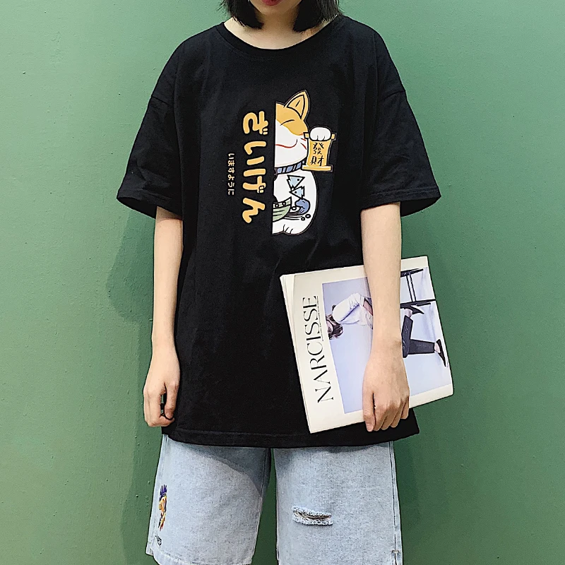 Fashion 2020 Summer Tops Mens Cat T Shirts Lucky Cat Printed Graphic Tees Women High Quality Couple Clothes Streetwear for Men 
Fashion 2020 Summer Tops Mens Cat T Shirts Lucky Cat Printed Graphic Tees Women High Quality Couple Clothes Streetwear for Men