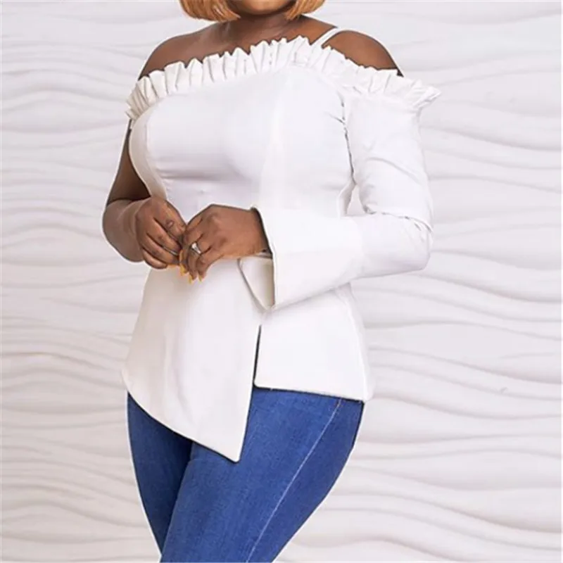Women Blouses Tops Shirt Sexy Off Shoulder Ruffles Irregular Length Sleeves Peplum Yellow Autumn Spring New Fashion Ladies Bluas
Women Blouses Tops Shirt Sexy Off Shoulder Ruffles Irregular Length Sleeves Peplum Yellow Autumn Spring New Fashion Ladies Bluas