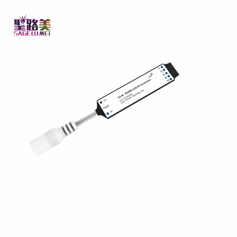 V4-W 4 channel constant voltage/ 4CH RGBW LED Mini RF Controller DC12-24V MAX75W Wireless remote For 5050 led strip light | Освещение