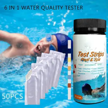 50 Pcs 6-In-1 Pool PH Tester Residual Chlorine Value Alkalinity Hardness Test Strip Hot Tub Test Paper Swimming Pool Accessories
50 Pcs 6-In-1 Pool PH Tester Residual Chlorine Value Alkalinity Hardness Test Strip Hot Tub Test Paper Swimming Pool Accessories