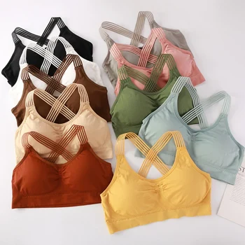 Seamless Women Lingerie Lace Bra Cross Back Wire Free Solid Color Beauty Back Gathered Wrapped Chest Sports Underwear
Seamless Women Lingerie Lace Bra Cross Back Wire Free Solid Color Beauty Back Gathered Wrapped Chest Sports Underwear