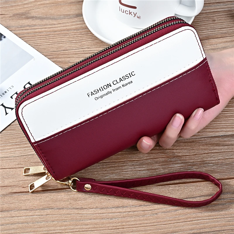 Double Zipper Women's Coin Wallet Made of Leather Long Large Capacity Purses Splicing Credit Card Holder Wristband Clutch Bag
Double Zipper Women's Coin Wallet Made of Leather Long Large Capacity Purses Splicing Credit Card Holder Wristband Clutch Bag