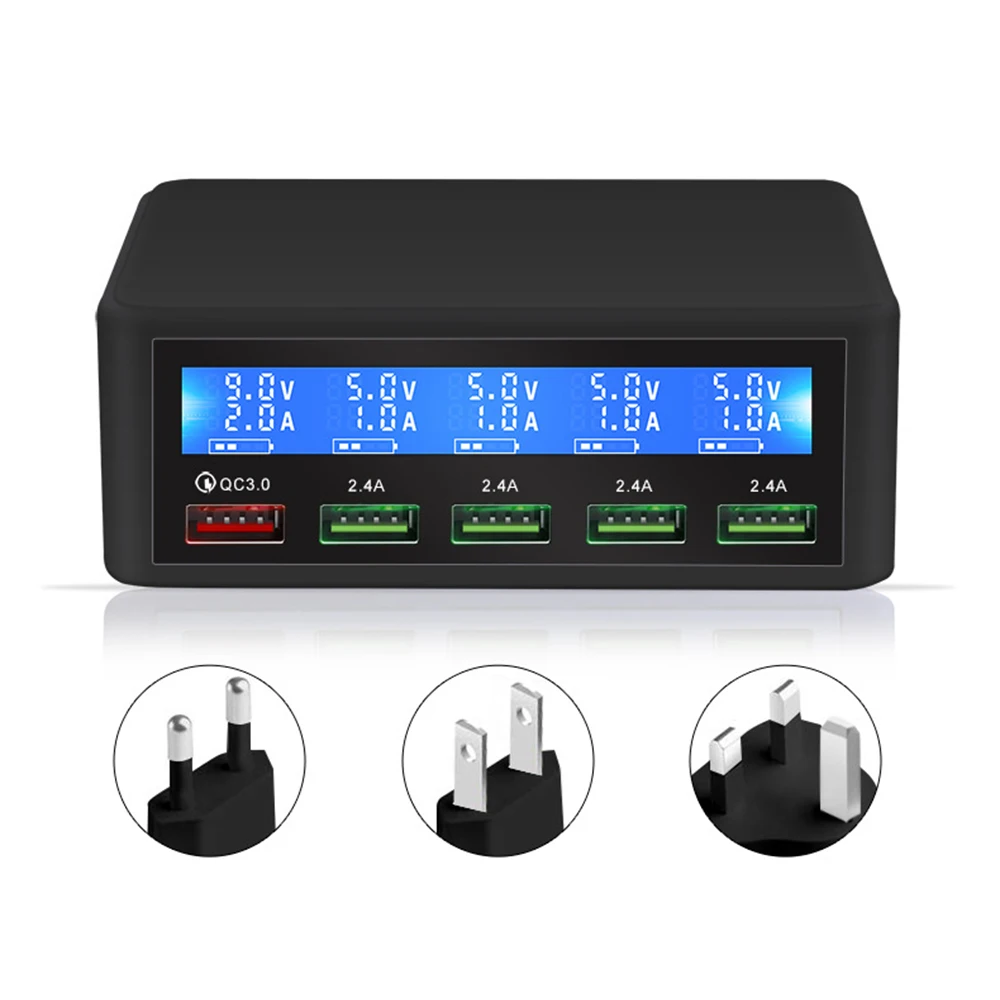 QC 3.0 Quick Charge 5 Port Usb LCD Display Carregador Multi Mobile Phone Fast Wall Chargeur For Iphone Xiaomi Portatil Cargador
QC 3.0 Quick Charge 5 Port Usb LCD Display Carregador Multi Mobile Phone Fast Wall Chargeur For Iphone Xiaomi Portatil Cargador