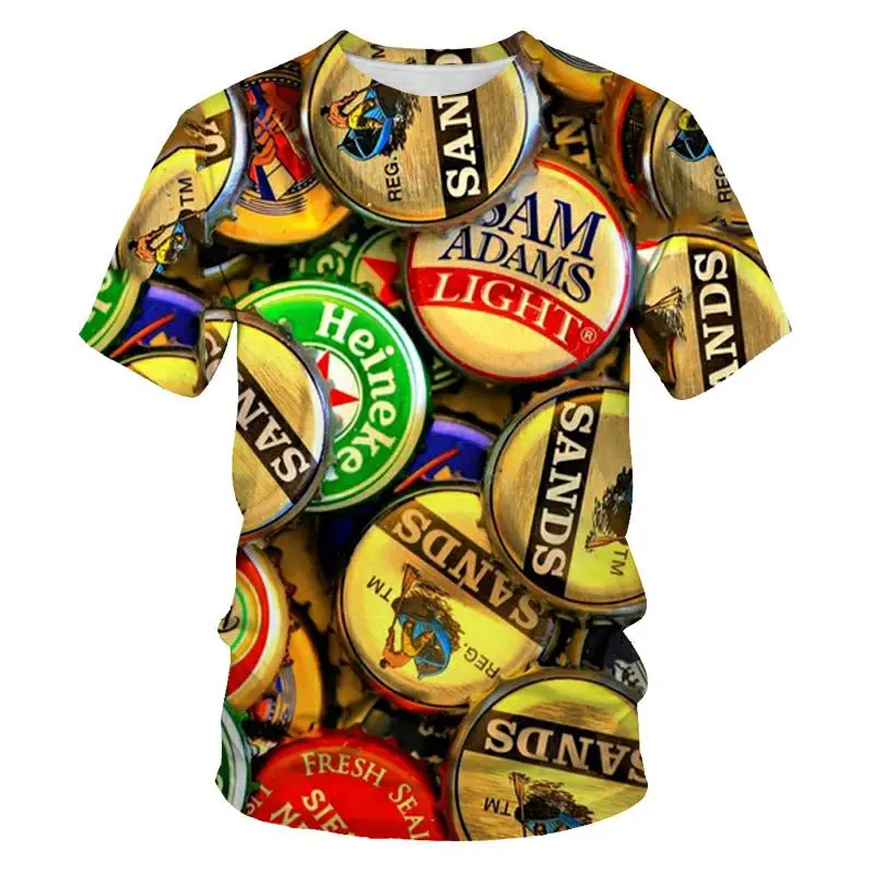 New beer bottle cap pattern 3D printed men round neck T-shirt funny leisure entertainment short sleeve Harajuku essential T-shir
New beer bottle cap pattern 3D printed men round neck T-shirt funny leisure entertainment short sleeve Harajuku essential T-shir