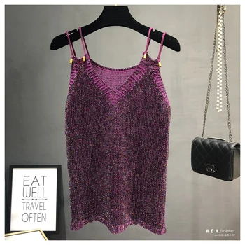 Cakucool Shiny Summer Camis Hollow out Knit Sleeveless Shirt Purple Casual Shiny Sequins Tank Top Camis Vintage Femme Khaki
Cakucool Shiny Summer Camis Hollow out Knit Sleeveless Shirt Purple Casual Shiny Sequins Tank Top Camis Vintage Femme Khaki
