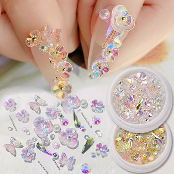 Colorful AB Crystal Flower Butterfly Nail Art Decorations Mix Metal Rivets Pearls Holographic DIY Nails Rhinestones Accessories
Colorful AB Crystal Flower Butterfly Nail Art Decorations Mix Metal Rivets Pearls Holographic DIY Nails Rhinestones Accessories