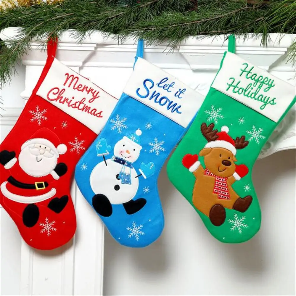 christmas stockings santa claus snowman elk gift bag kids candy
